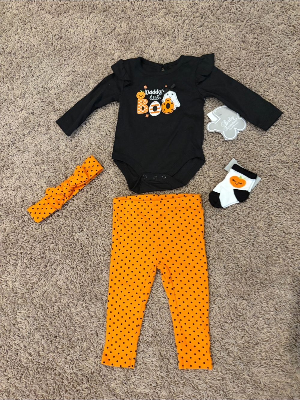 Baby Essentials Black & Orange Halloween Baby Matching Set